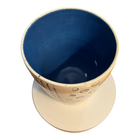 Blue & White Pottery Tumbler, Vase, Kitchen Utensil Holder/ Bird-PolkDot-Stripes - Picture 5 of 17